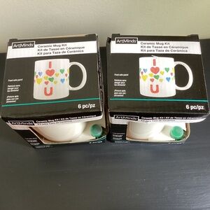 New in BIX ARTMINDS CERAMIC MUG KIT WITH PAINT SET OF 2